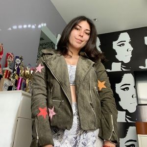 Army green suede jacket